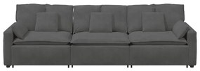 Sofá modular com almofadas cinzento-escuro