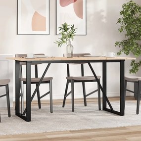 Mesa de jantar estrutura em O 140x80x75cm pinho e aço