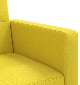 Sofá-cama com almofadões tecido amarelo-claro