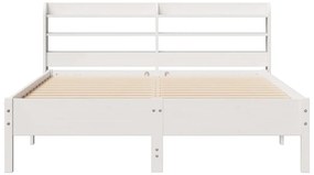 Cama sem colchão 140x190 cm madeira de pinho maciça branco