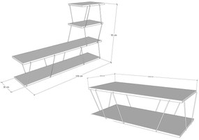 Conjunto de Mobiliário de Sala Basak – Pinho Atlântico Preto – TV Stan