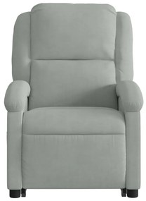 Poltrona de massagens reclinável elétrica veludo cinzento-claro