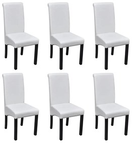 271840 vidaXL Cadeiras de jantar 6 pcs couro artificial branco