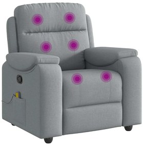 Poltrona de massagens reclinável tecido cinzento-claro