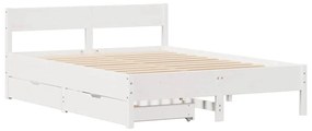 Cama sem colchão 120x190 cm madeira de pinho maciça branco