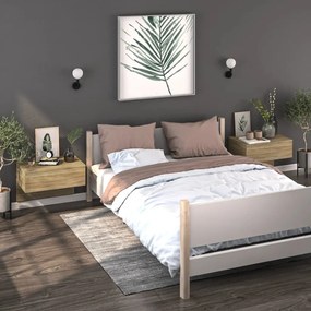 vidaXL Mesas de cabeceira montagem na parede 2 pcs cor carvalho sonoma