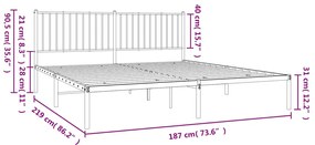 Estrutura de cama com cabeceira 183x213 cm metal preto