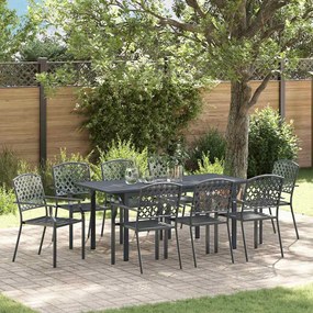 vidaXL Conjunto de Jantar de Jardim com 9 Peças em Aço Antracite