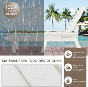 Espreguiçadeira com encosto ajustável em 4 posições, porta-copos e apoios de braços para piscina ou jardim 196-169 x 75 x 31,5-65 cm branca