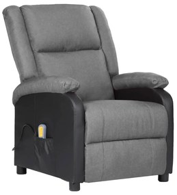 329496 vidaXL Poltrona de massagens couro artificial/tecido cinza-claro