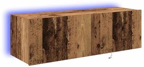 Cabinet de TV vidaXL com Luzes LED Madeira Velha 100x35x31 cm