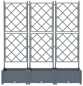 Jardineira de Jardim com Treliça 3 pcs Cinza Claro 120x40x125,5 cm