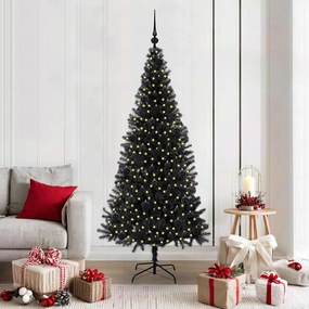 vidaXL Árvore de Natal com 300 LEDs com suporte Preto 180 cm PVC