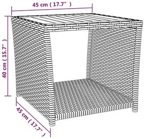 3 pcs conjunto lounge de jardim vime PE/acácia maciça cinza