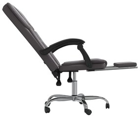 Cadeira de escritório reclinável couro artificial cinzento