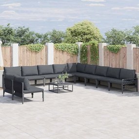 vidaXL Conjunto de Sofá de Jardim 11 pcs Cinzento-escuro Aço