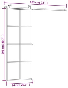 Porta deslizante c/ conj. ferragens 76x205cm vidro ESG/alumínio