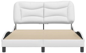 Estrutura cama c/ cabeceira 140x200 cm couro artificial branco