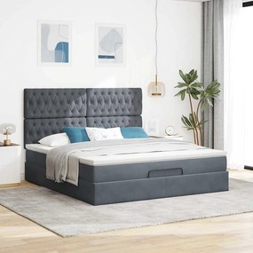 Estrutura cama otomana colchões 160x200 cm cinzento escuro