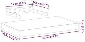 Prateleiras flutuantes 2 pcs 40x23,5x4 cm derivados de madeira