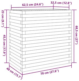 Vaso/floreira de jardim 70x40x68,5 cm madeira de pinho maciça