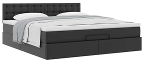 Estrutura de cama otomana com colchão 160x200 cm preta