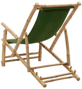Cadeira de terraço de bambu e lona verde