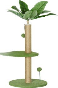 Arranhador para gatos de escalada, altura 83 cm, com arranhador de juta, bolas de brincar e plataformas de pelúcia verde