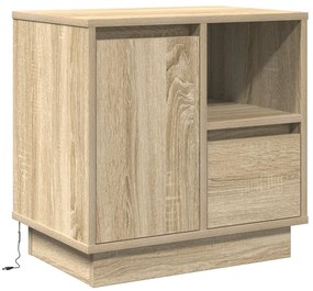 Criado-mudo com LED Carvalho Sonoma 50x34,5x50 cm