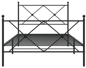 Estrutura de cama com cabeceira e pés 100x200 cm metal preto