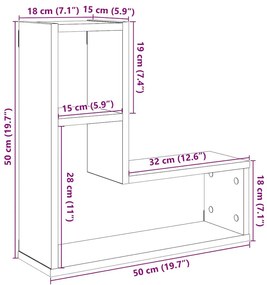 Prateleiras cubo 2 pcs derivados de madeira carvalho artisiano