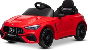 Carro elétrico para crianças Mercedes CLE 12V bateria de lítio, luzes LED, comando remoto de 2,4 GHz, ligação Bluetooth, licença ORIGINAL Vermelho
