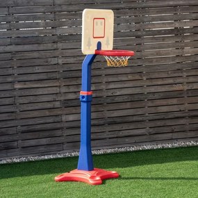Cesto de basquetebol de chão com altura ajustável para treino de basquetebol para crianças + 3 anos 65 x 85 x 160-215 cm vermelho, azul e branco