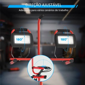 Projetor LED Duplo Recarregável de Alumínio com Tripé Dobrável 8500 Lú