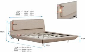 Cama de Casal Flutuante Beatrice com Colchão – 180x200 cm – Bege – Ilu