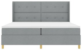 Cama Box com Colchão e Luz LED Cinza Claro 200x200 cm em Tecido