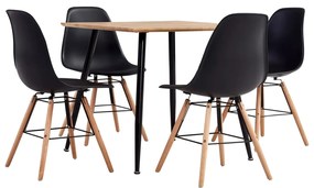 vidaXL 5 pcs conjunto de jantar plástico preto