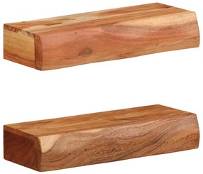 Prateleiras parede 2 pcs 40x17x8 cm madeira de acácia maciça