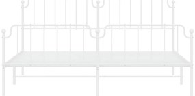 Estrutura de cama com cabeceira e pés 200x200 cm metal branco