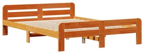 Cama sem colchão 140x190 cm pinho maciço castanho-mel