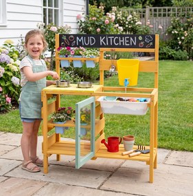 Cozinha Infantil de Brincar, 69 x 29 x 85 cm, com Estação de Jardinagem, Amarelo