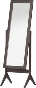 Espelho de pé grande 47 x 46  x 148  cm com inclinação ajustável para roupeiro ou quarto, cor café