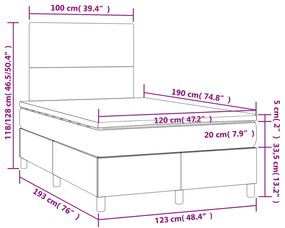 Cama boxspring com colchão 120x190 cm tecido castanho-escuro