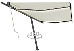 vidaXL Toldo automático com LED e sensor de vento 500x350 cm cor creme