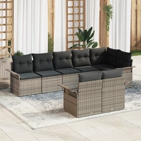 Conjunto de Sofás de Jardim vidaXL de 8 Peças com Almofadas Cinzento Polirattan