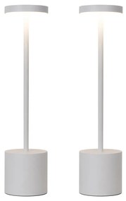 Conjunto de 2 Candeeiros de mesa de exterior brancos com LED e dimmer recarregável - Dupont Design