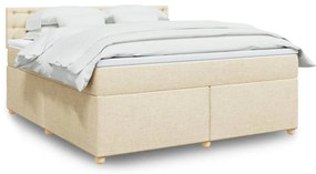 vidaXL Cama com molas/colchão 180x200 cm tecido cor creme