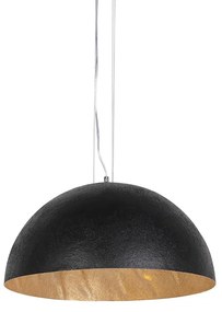 Candeeiro de suspensão industrial preto com dourado 50 cm - Magna Design,Moderno
