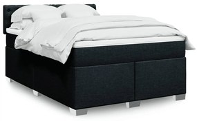 vidaXL Cama com molas/colchão 160x200 cm tecido preto