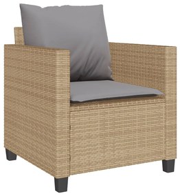 3 pcs conjunto bistrô com almofadões vime PE bege